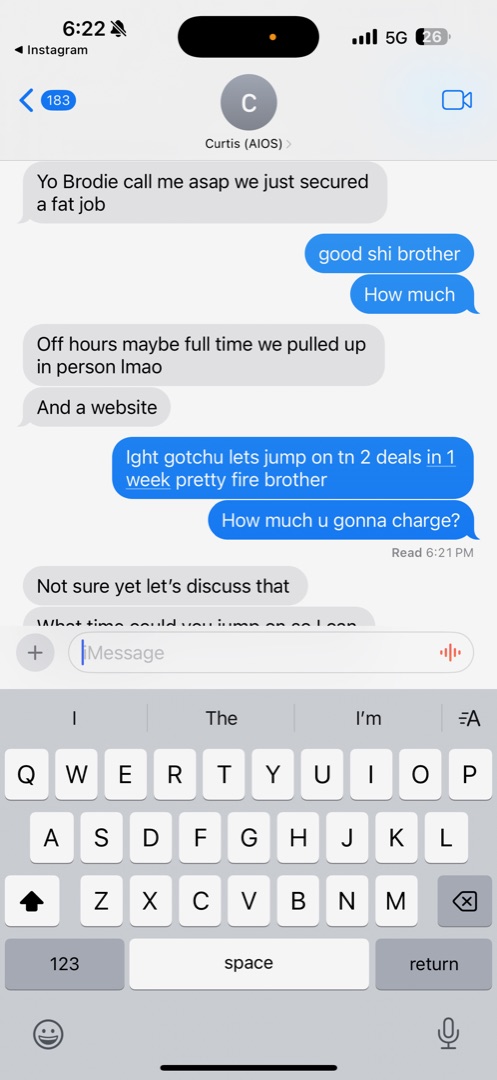 iMessage: student secured a fat job, two deals closed in one week