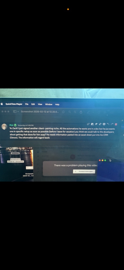 Discord message: student signed another client in the painting niche